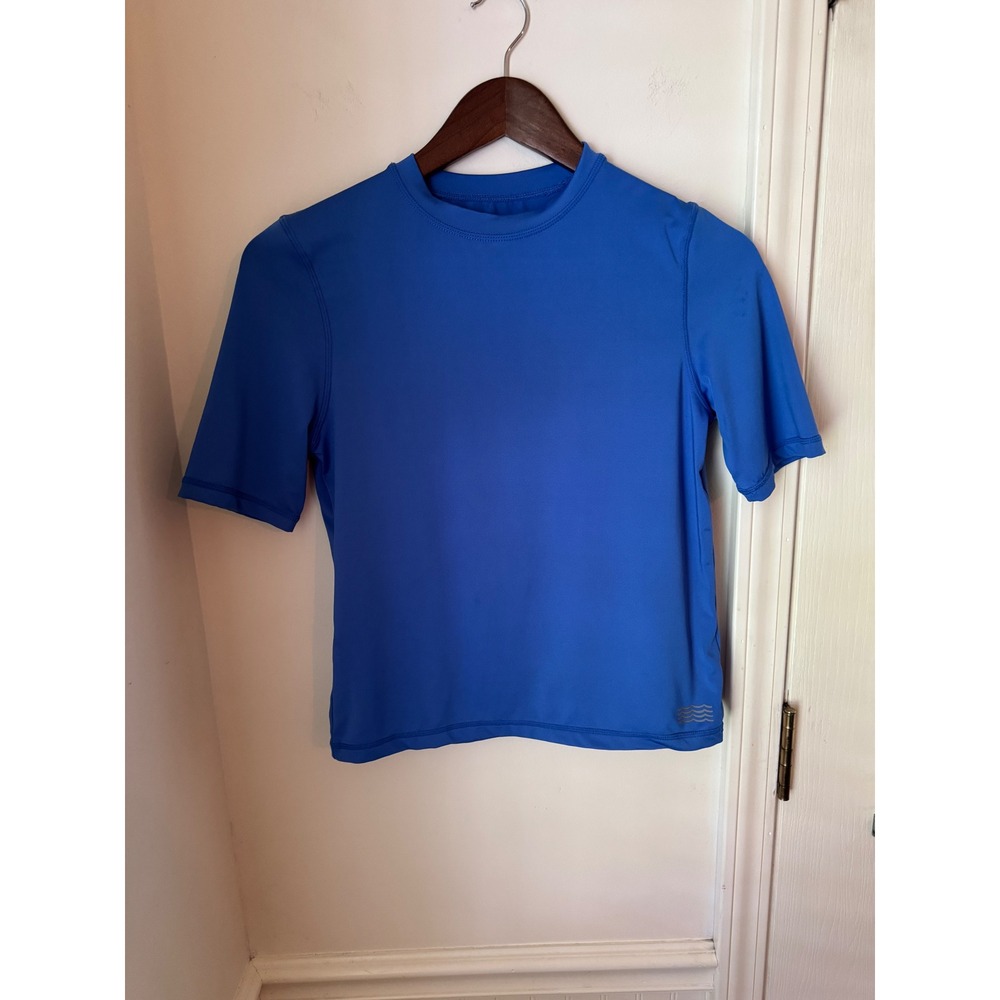 Wonder Nation Boys Blue Short Sleeve Rash Guard Swim Shirt Size L 10-12